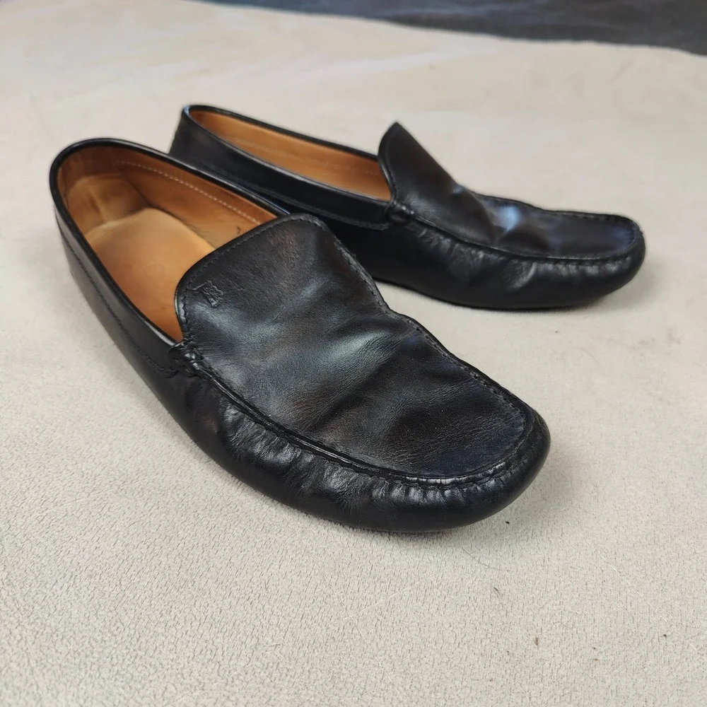 Tod's Gommino Driving Shoes Mens 7.5 Black Leather Slip‎ On Loafers Shoes